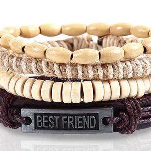 New 4 Piece Retro Leather Rope Best Friend Bracelet